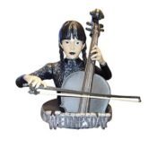 Wednesday playing cello